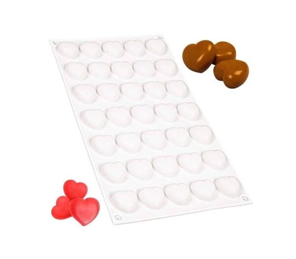 35 Cavity Cute Heart Shaped Chocolate, Jelly, Candy Silicone Mould 1pc