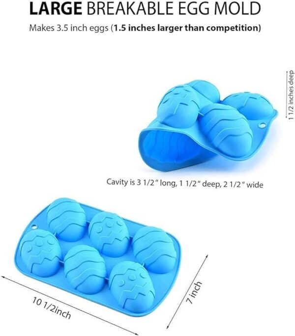 6 Cavity Easter Large Breakable Egg Shaped Chocolate Silicone Mould 1pc - Image 2