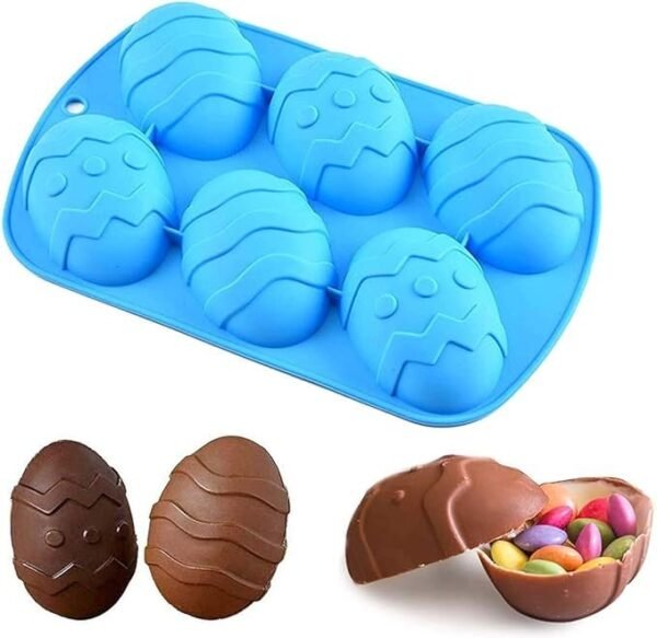 6 Cavity Easter Large Breakable Egg Shaped Chocolate Silicone Mould 1pc
