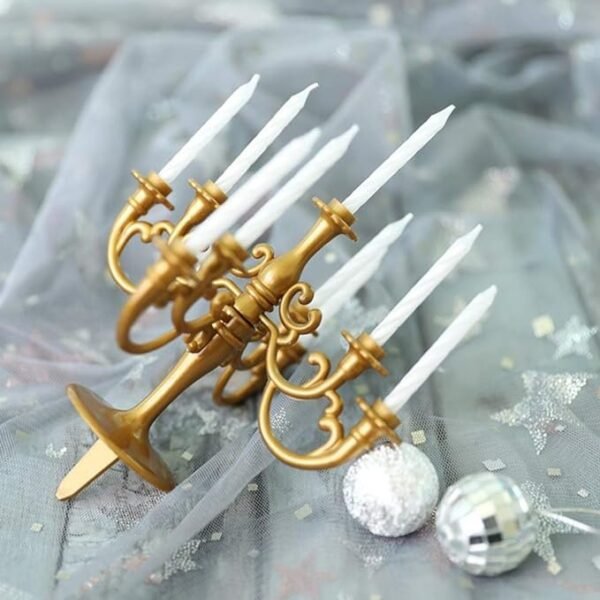 Candelabra Candlestick Taper Candle Holder Cake Topper For Christmas Wedding Birthday Cake Decor