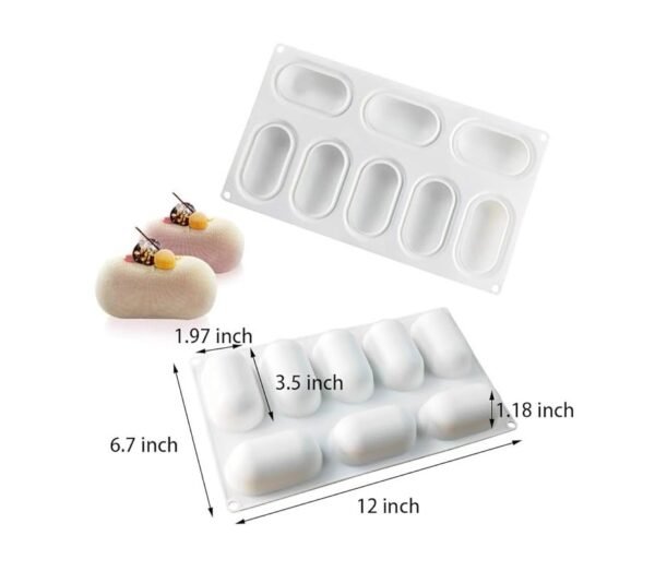 8 Cavity Large Capsule Shaped Mousse Cake, Chocolate, Jelly, Candy Silicone Mould 1pc - Image 2