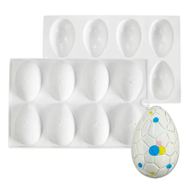 8 Cavity Easter Cracked Egg Shaped Chocolate, Jelly, Candy Silicone Mould 1pc