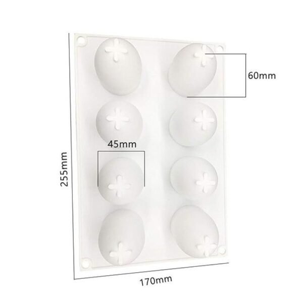 8 Cavity Easter Egg Shaped Mousse Cake, Chocolate, Jelly, Candy Silicone Mould 1pc - Image 2