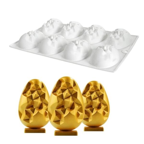 8 Cavity Easter Honeycomb Egg Shaped Chocolate, Jelly, Candy Silicone Mould 1pc