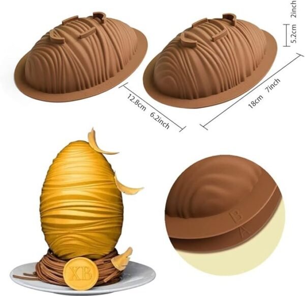 Easter Large Engraved Egg Shaped Chocolate, Jelly, Candy Silicone Mould - Image 2
