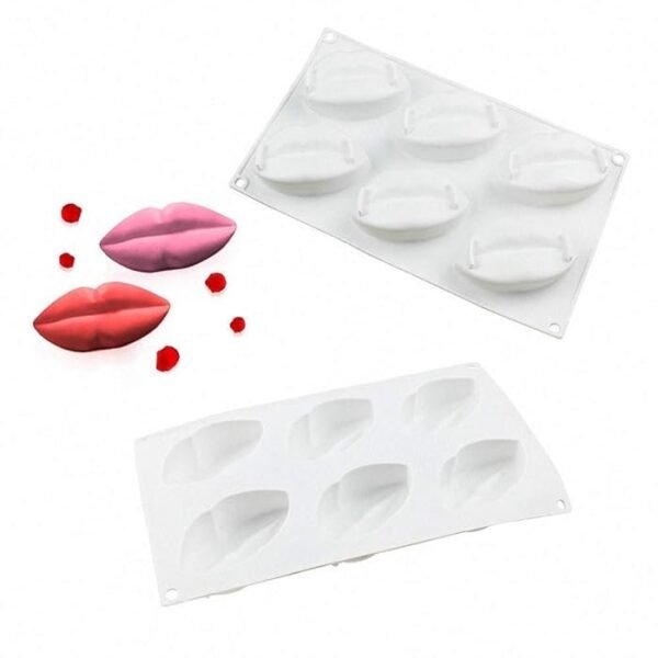 6 Cavity Lips Shaped Chocolate, Jelly, Candy Silicone Mould 1pc - Image 2