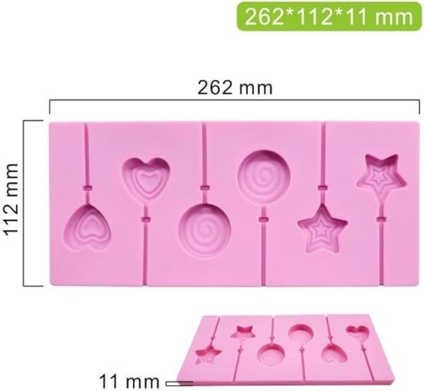 Heart Spiral Star Shaped Lollipop,Chocolate,Jelly,Candy Silicone Mould - Image 2