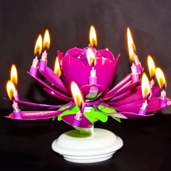 Flower Musical Birthday Candle - Pink - Image 2