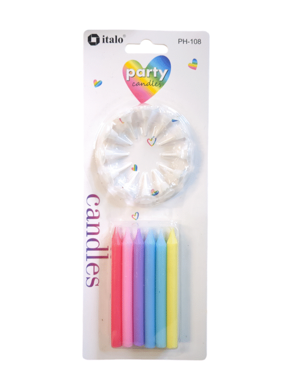 12-Pieces Multi Colour Birthday Candles with handle