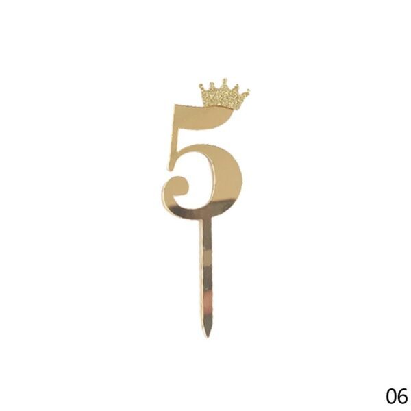 Number Five Gold Glitter Birthday Cake Topper