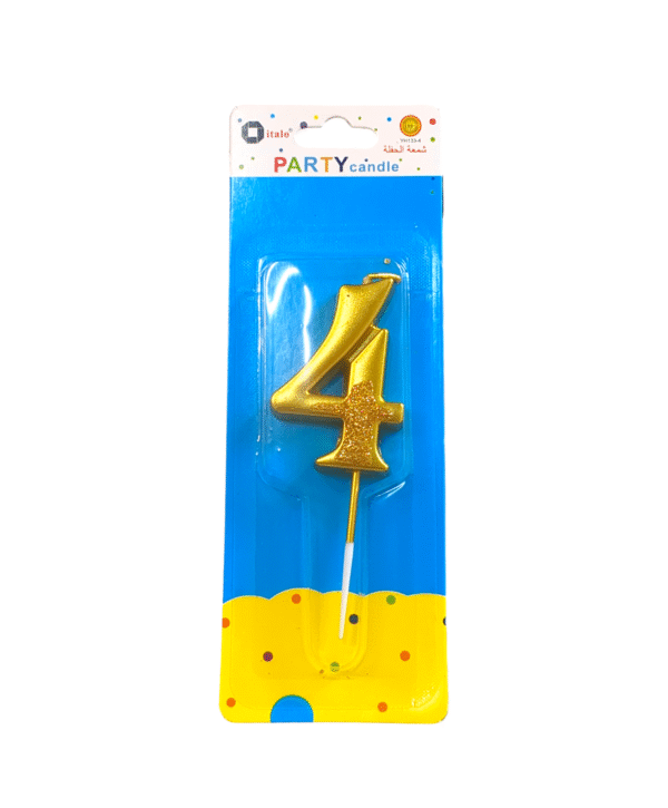 Number Four Shape Gold Shiny Birthday Candle