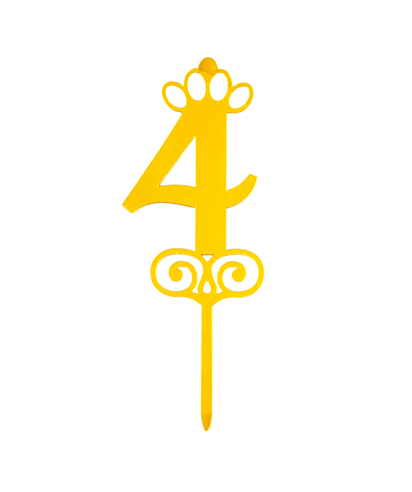 Number Four Acrylic Birthday Cake Topper