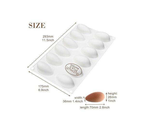 12 Cavity Quenelle Dessert Silicone Mould 1pc - Image 2