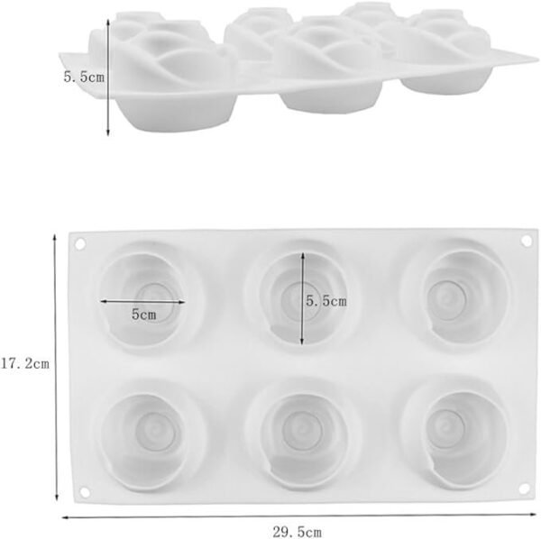 6 Cavity Rose Shape Chocolate, Jelly, Candy Silicone Mould 1pc - Image 2