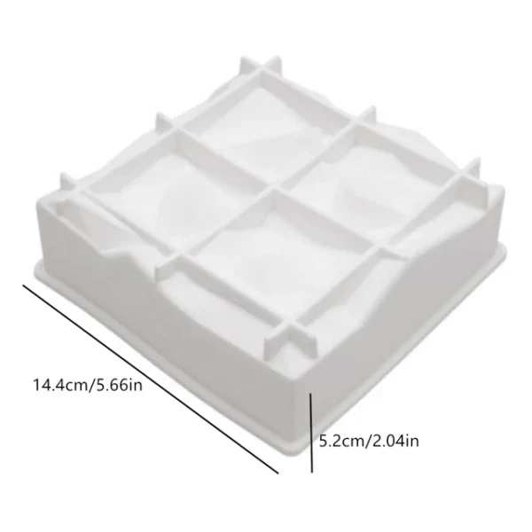 Square Geometric Wave Shape Mousse Cake,Chocolate, Jelly, Candy Silicone Mould 1pc - Image 2
