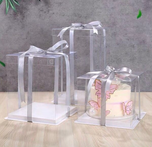 Square White Cake Box with Clear Lid 30cm X 30cm x 25cm
