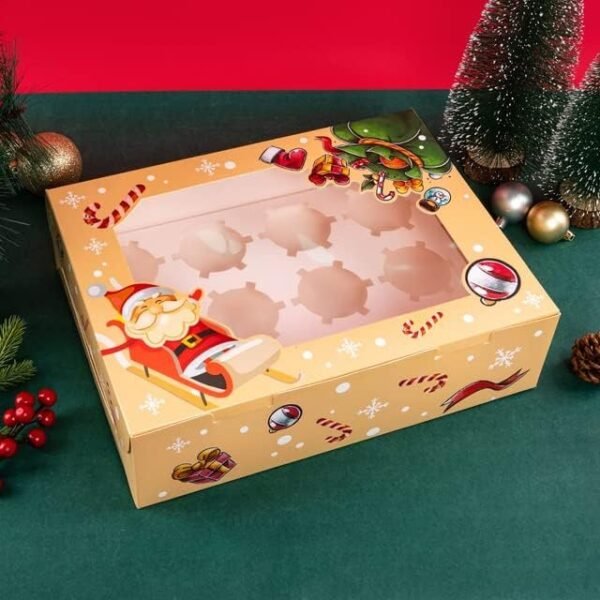 12 Pieces Glossy Christmas Cupcake Box