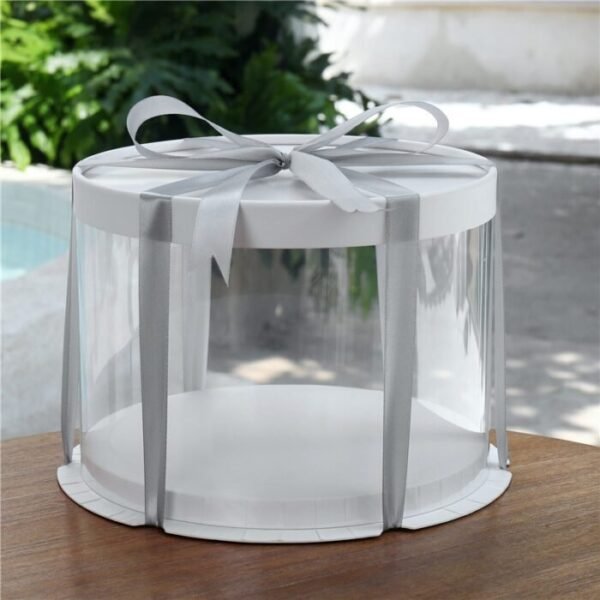 Round White Clear Tall Cake Box 34cm X 34cm x 26cm