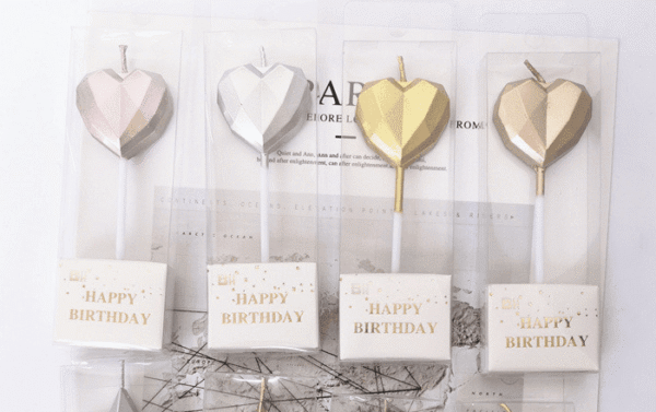 Metallic Finished Heart Shape Candle Gold - Image 2