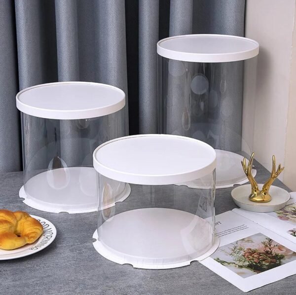 Round White Clear Tall Cake Box 34cm X 34cm x 26cm - Image 2